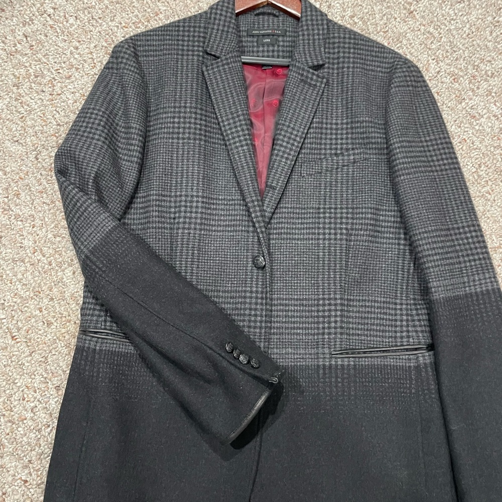 John Varvatos sports coat with leather accents.